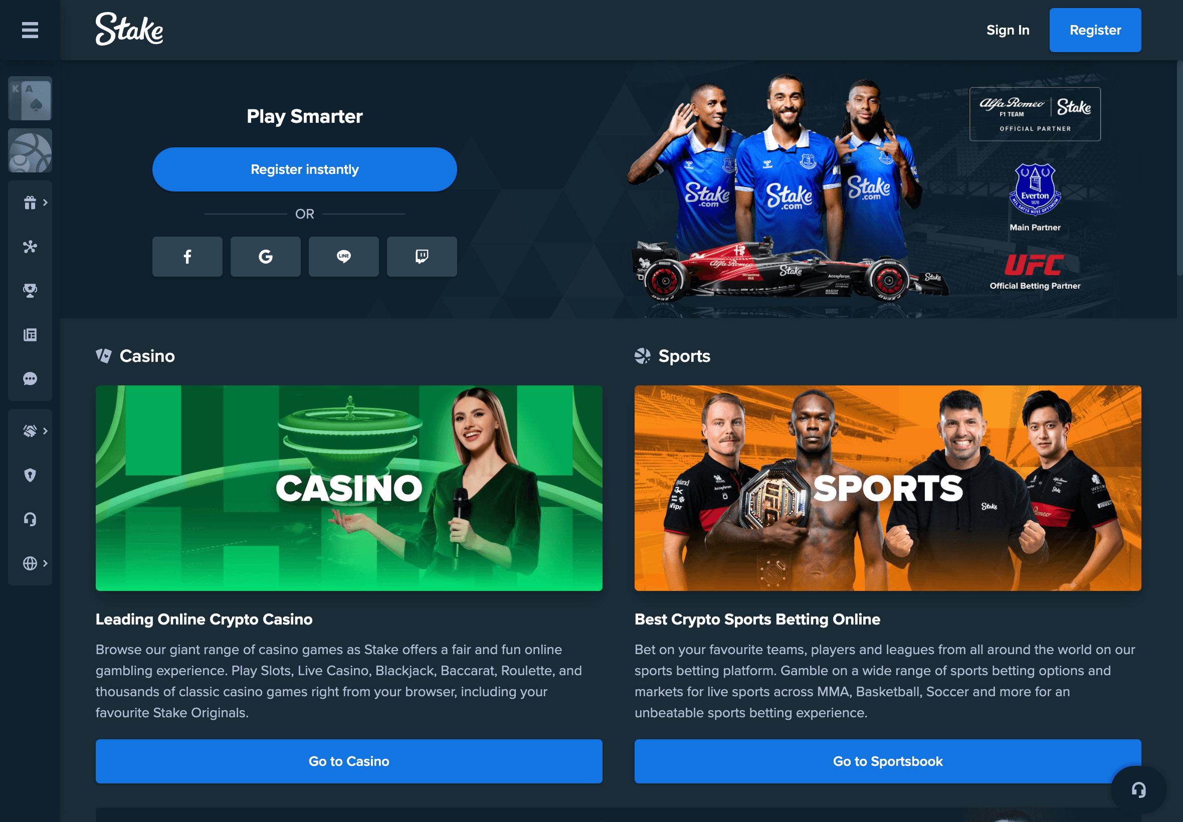 Stake.com Homepage Screenshot